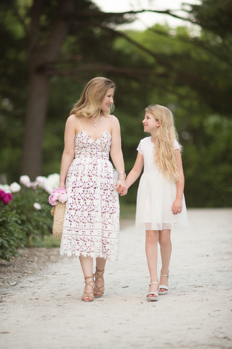 Petite Fashion and Style Blog | Nichols Arboretum Peony Garden | Self Portrait Azalea Dress | Hat Attack Round Handle Tote | Click to Read More...
