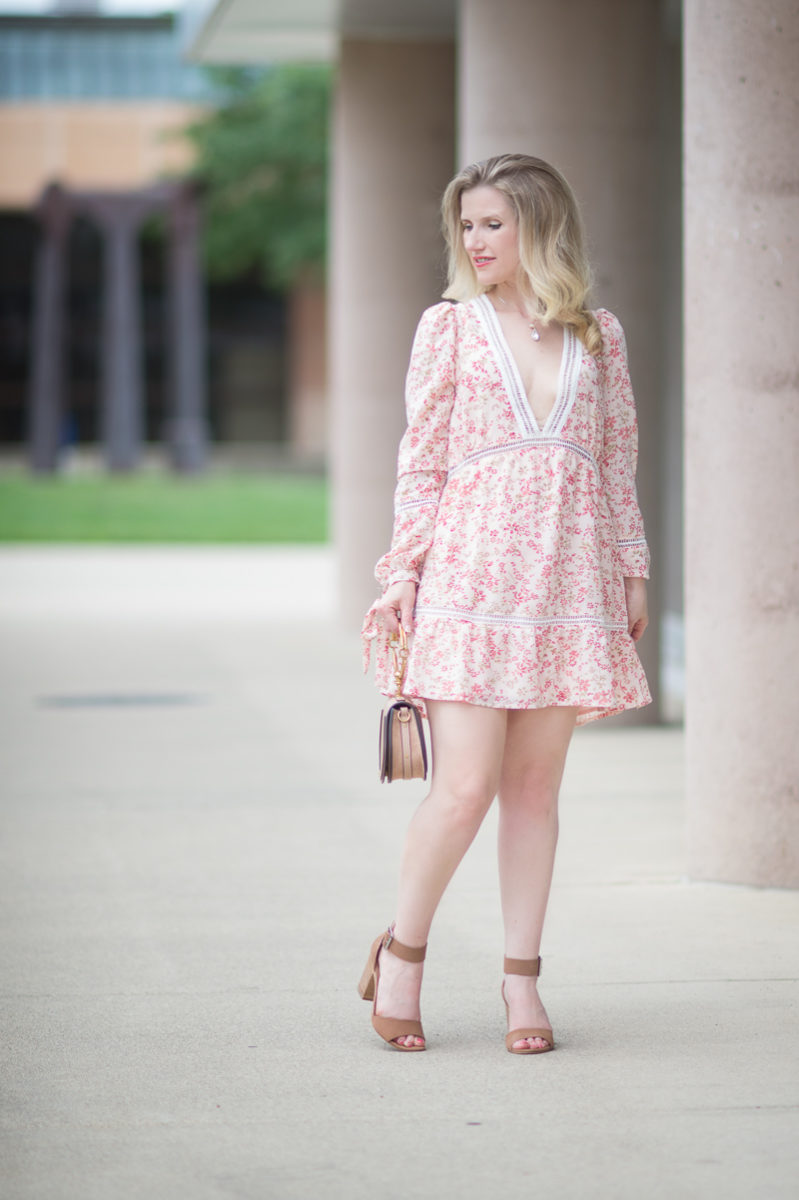 Petite Fashion and Style Blog | For Love and Lemons Sweet Disposition Swing Dress | Choe Drew Bag | Steve Madden Gerard Heels