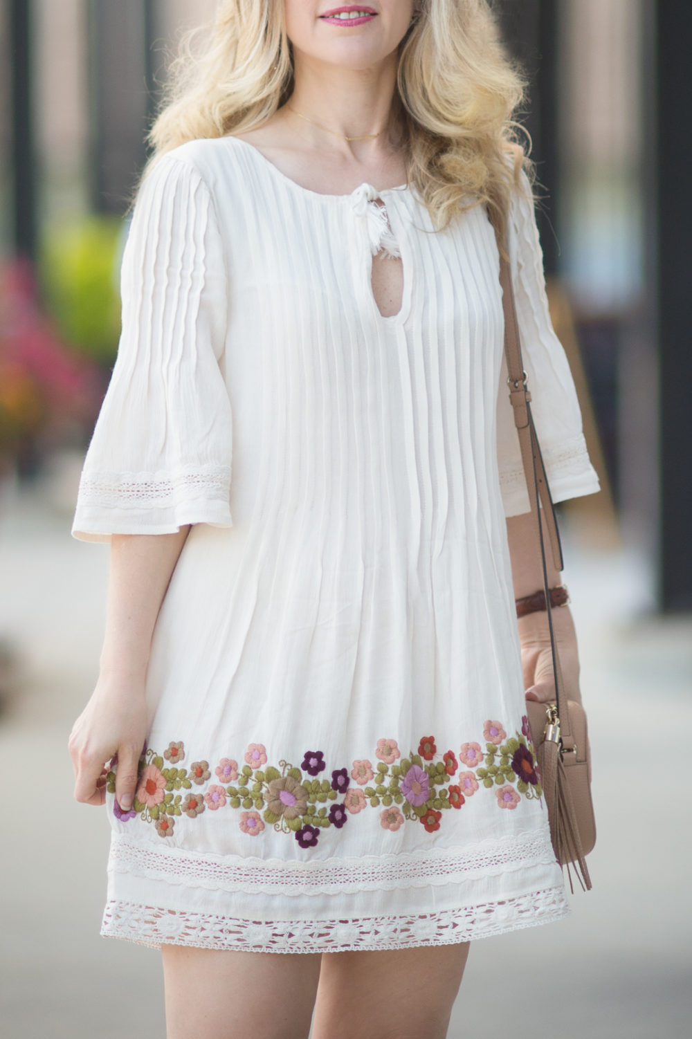 Petite Fashion and Style Blog | Tularosa Audrey Pintuck Dress | Gucci Soho Disco Bag | Steve Madden Gerard Heels - First Year Blogiversary by popular Michigan petite fashion blogger The Blue Hydrangeas