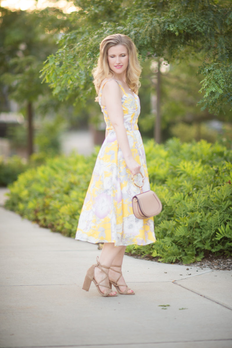 Petite Fashion and Style Blog | Yumi Kim Prima Dona Dress | Raye Lulu Heel in Tan | Chloe Nile bag | Click to Read More...