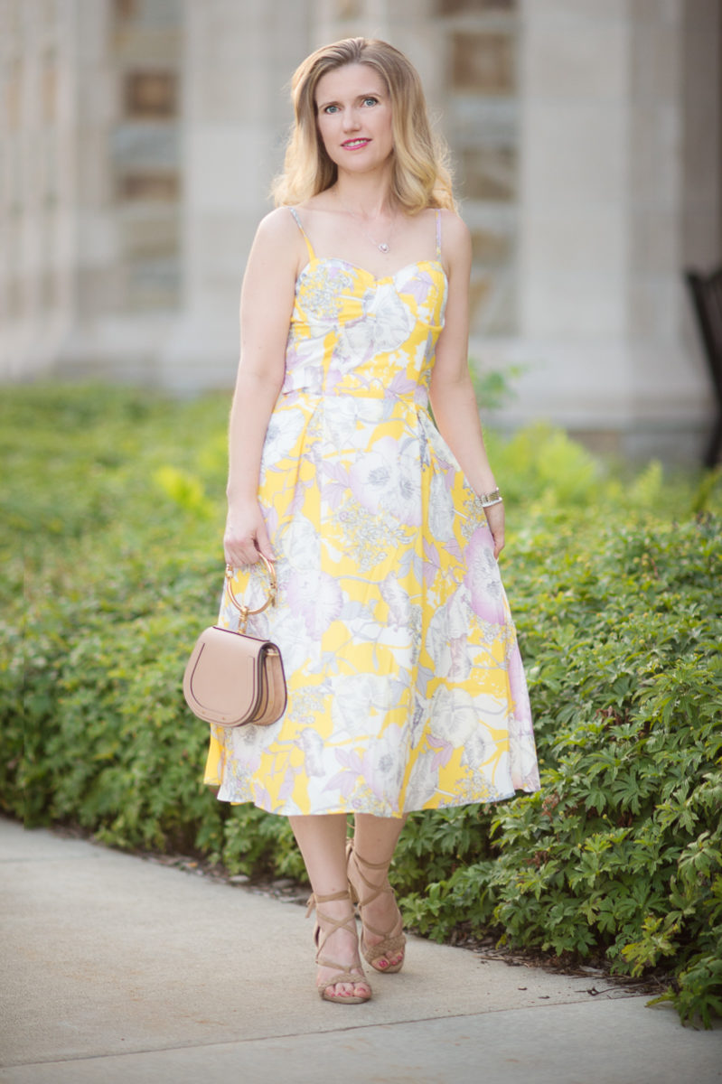 Petite Fashion and Style Blog | Yumi Kim Prima Dona Dress | Raye Lulu Heel in Tan | Chloe Nile bag | Click to Read More...