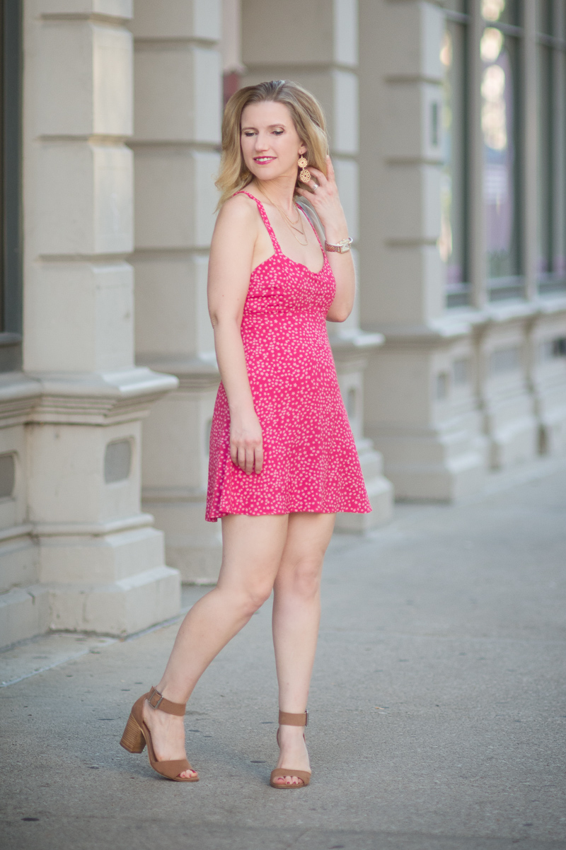 Petite Fashion and Style Blog | For Love and Lemons Pink Star Tank Dress | Baublebar Florentene Drop Earrings | Gucci Marmont Shoulder Bag | Steve Madden Gerard Sandals | Click to Read More...