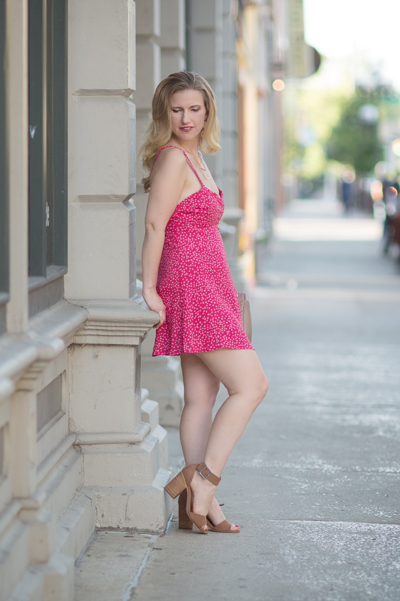 Petite Fashion and Style Blog | For Love and Lemons Pink Star Tank Dress | Baublebar Florentene Drop Earrings | Gucci Marmont Shoulder Bag | Steve Madden Gerard Sandals | Click to Read More...