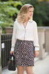 Petite Fashion and Style Blog | Marks and Spencer Contrasting Edge Long Sleeve Shirt | Marks and Spencer Animal Print Skirt | Click to Read More... - Fall Inspiration with Marks and Spencer by popular Michigan petite fashion blogger The Blue Hydrangeas