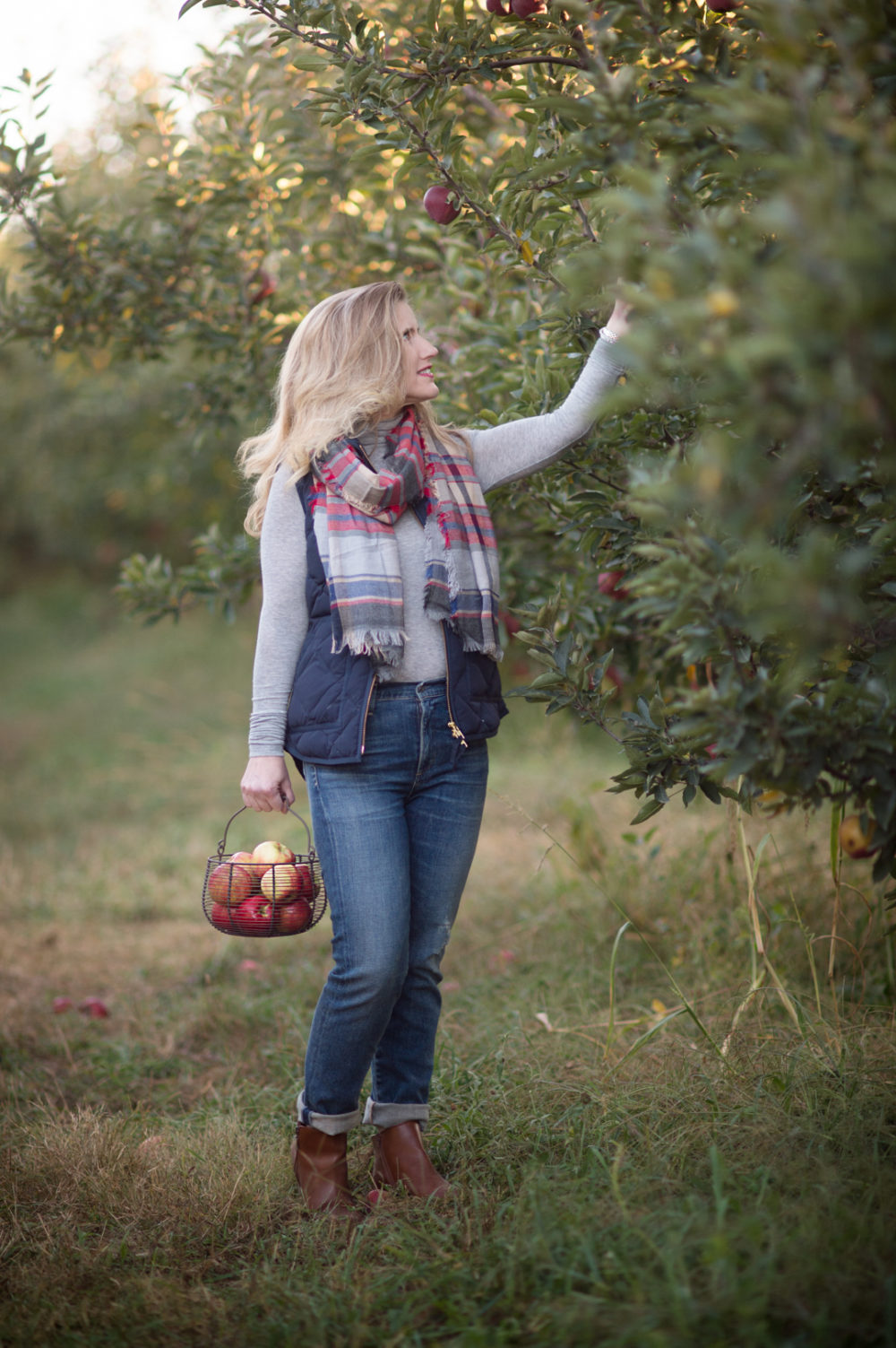 Petite Fashion and Style Blog | BP Plaid Oblong Scarf | J. Crew Factory Quilted Puffer Vest | Citizens of Humanity Cara High-Rise Ankle Jeans | Click to Read More...