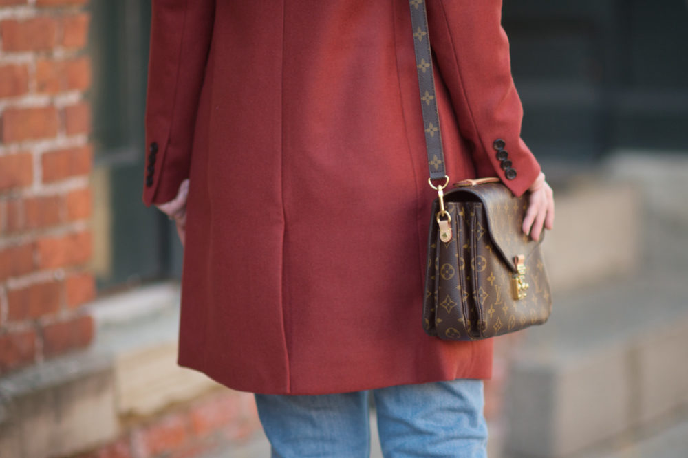 Petite Fashion and Style Blog | J. Crew Parke Topcoat | J. Crew Slim Boyfriend Jeans | Jimmy Choo Helena Pumps | Louis Vuitton Pochette Metis Pumps | Click to Read More...