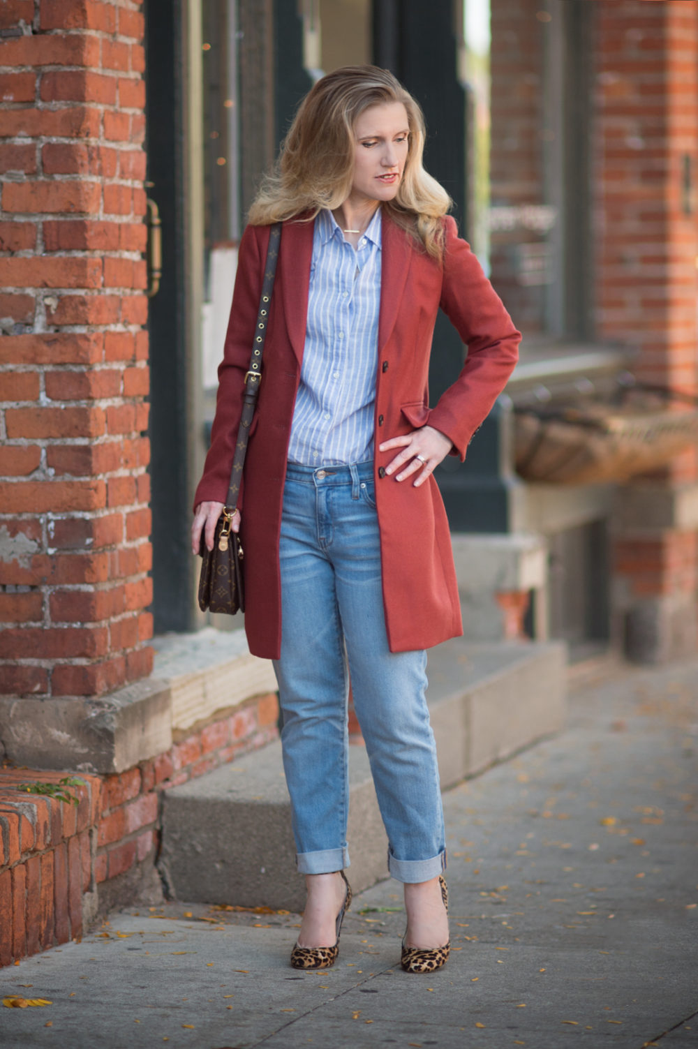 Petite Fashion and Style Blog | J. Crew Parke Topcoat | J. Crew Slim Boyfriend Jeans | Jimmy Choo Helena Pumps | Louis Vuitton Pochette Metis Pumps | Click to Read More...