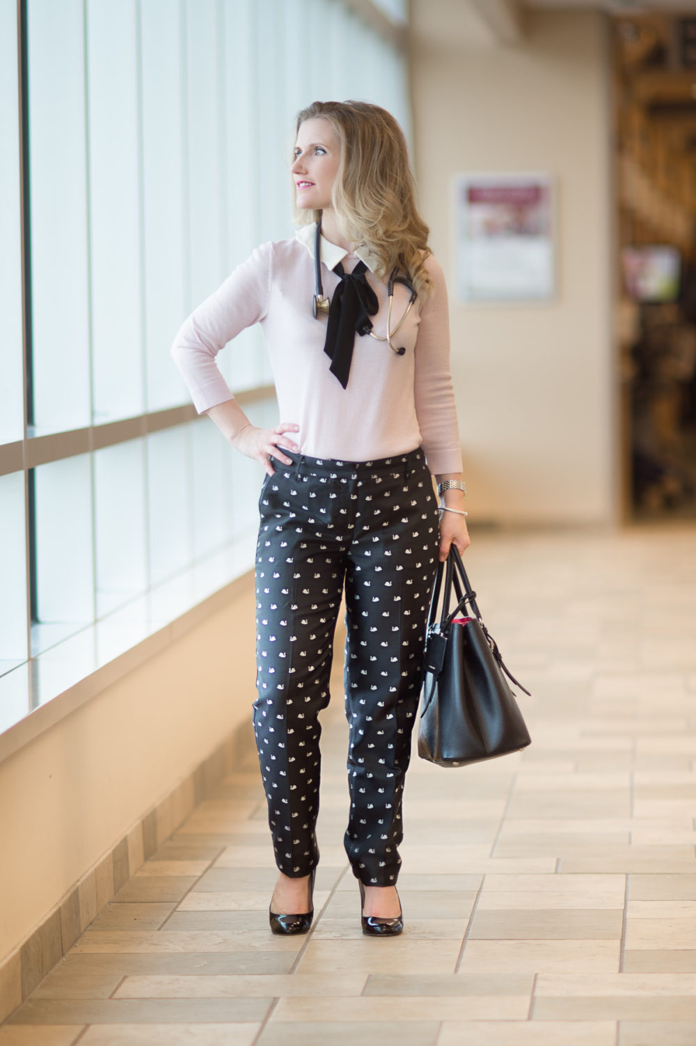 Petite Fashion and Style Blog | Talbots Hampshire Ankle Fancy Swan Print | Talbots Scallop Collar and Bow Sweater | Talbots Because I'm A Lady | Click to Read More... - Because Im A Lady... by popular Michigan petite fashion blogger The Blue Hydrangeas