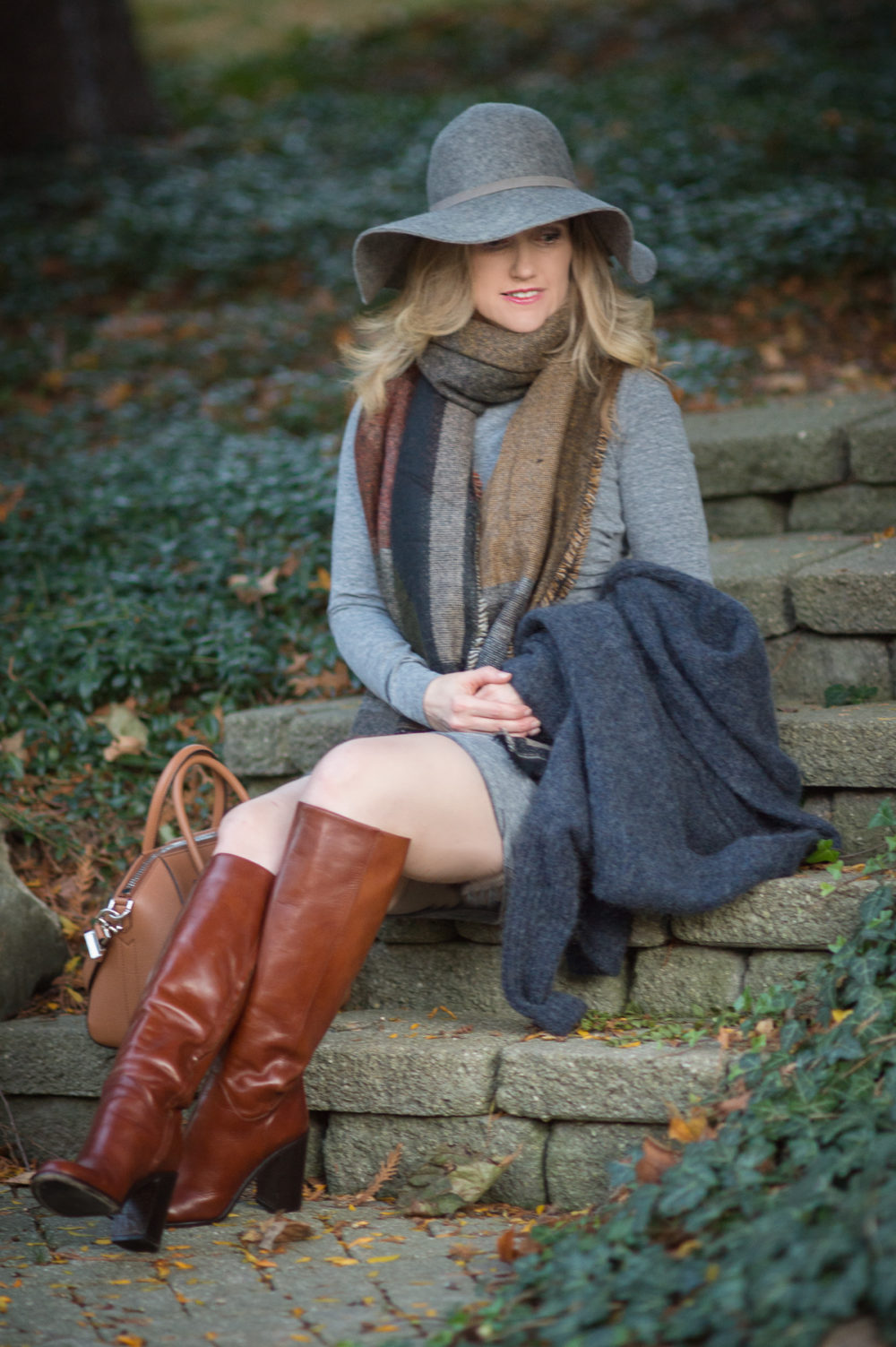 Petite Fashion and Style Blog Acne Studios Raya Mohair Sweater Leith Ruched Long Sleeve Dress Givenchy Antigona Bag BP Geo Colorblock Scarf | Click to Read More... - Layered Fall Outfit by popular Michigan petite fashion blogger The Blue Hydrangeas