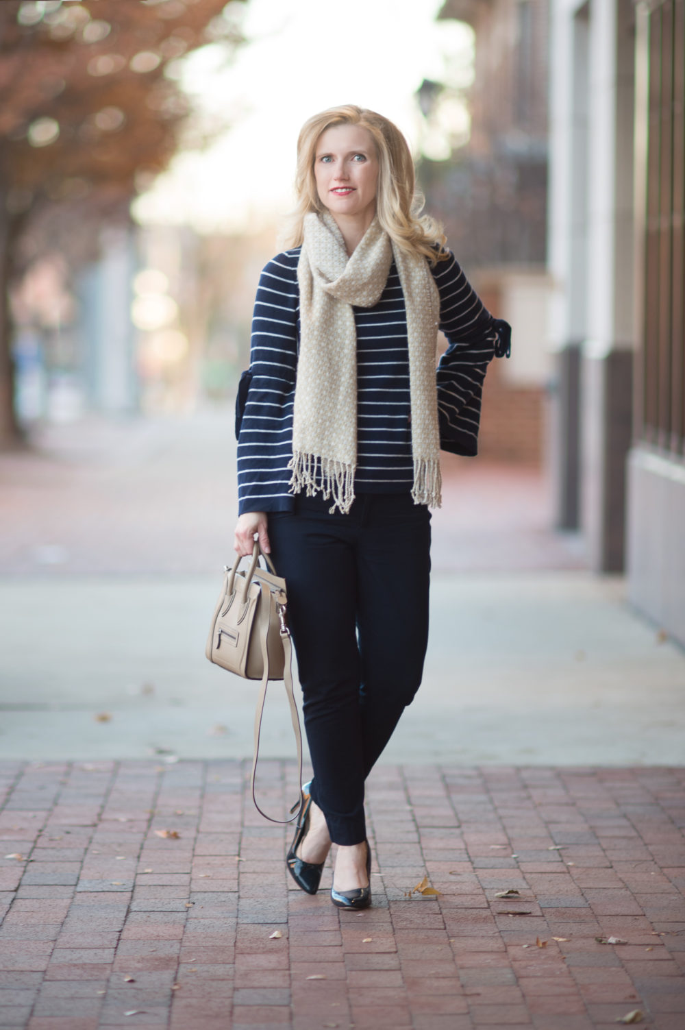 Petite Fashion and Style Blog | Aveda Texture Tonic | Banana Republic Sloan Pants | Banana Republic Stripe Flare Sleve Tunic | Click to Read More...