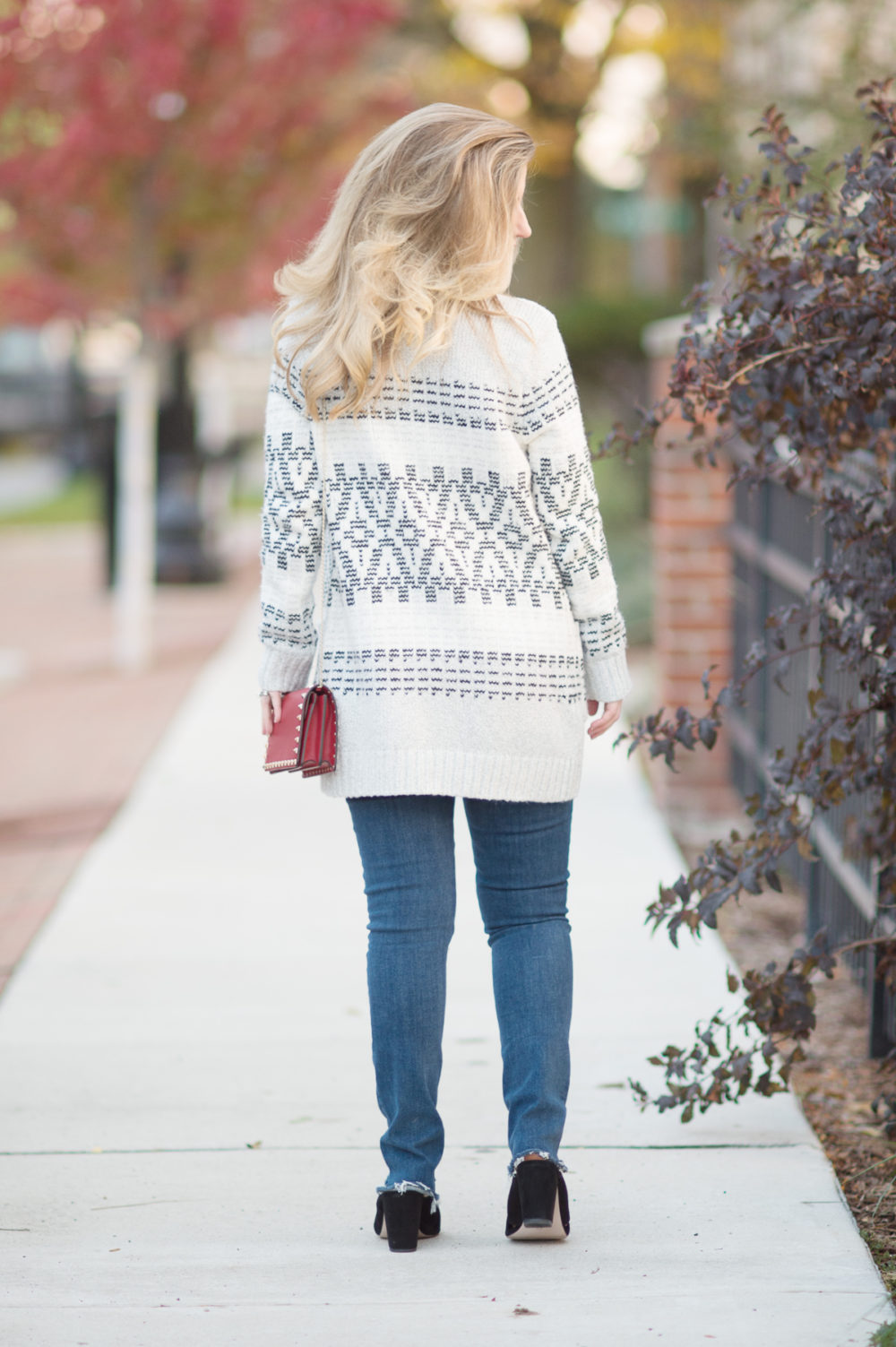 Petite Fashion and Style Blog | Cupcakes and Cashmere Raleigh Tribal Cardigan | Sole Society Luella Mules | Valentino Rockstud Flap Bag- { Click to Read More.