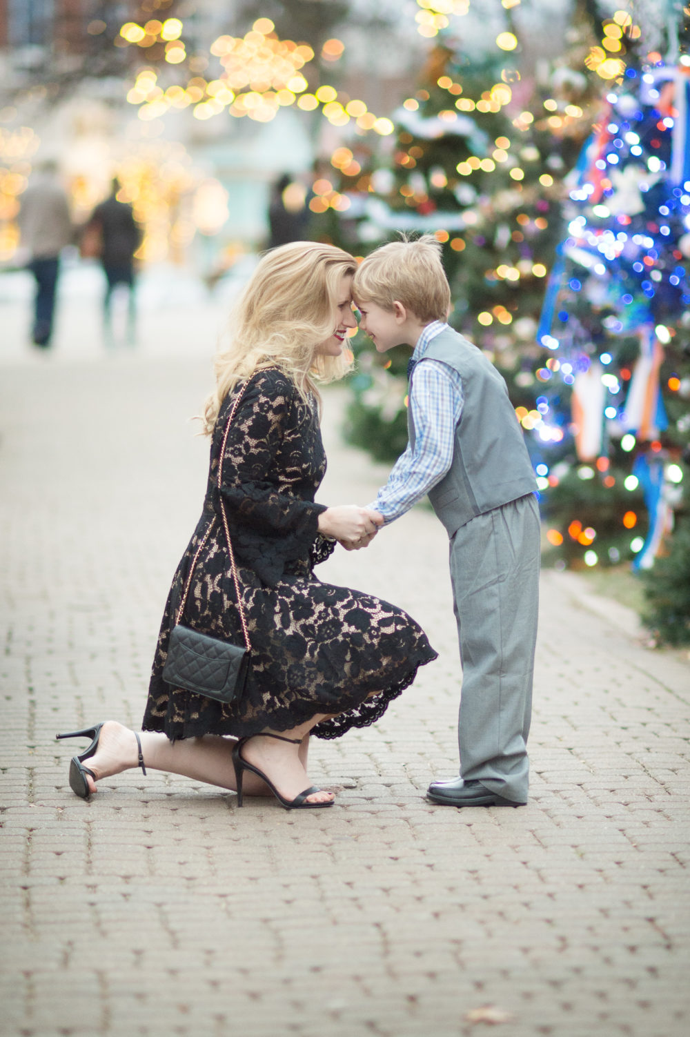 Petite Fashion and Style Blog | Vince Camuto Bell Sleeve Lace Dress | Steve Madden Stecy Sandals | Nautical 3-pc. boys suit | Click to Read More....