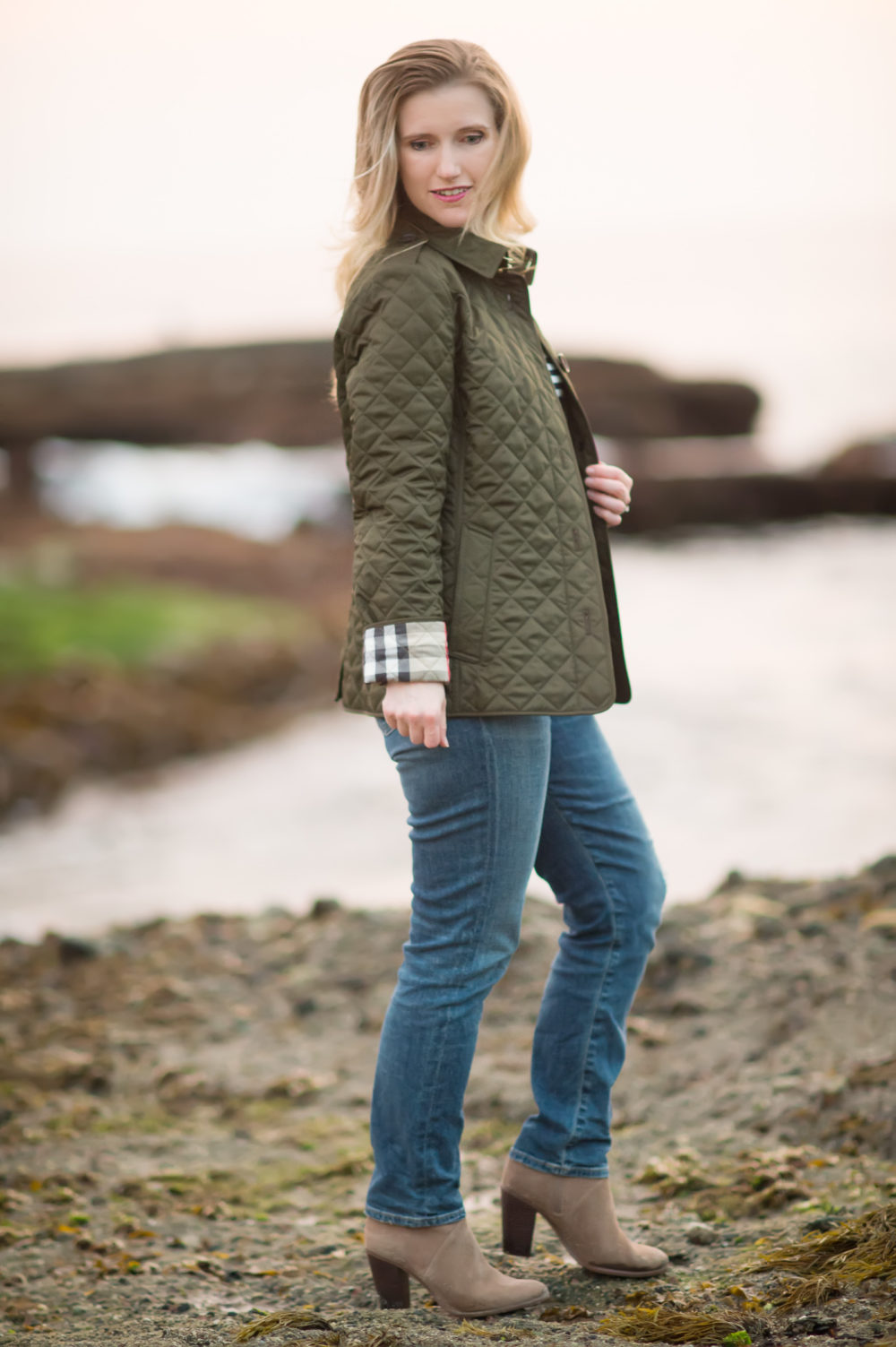 Petite Fashion and Style Blog | Burberry Diamond Quilted Jacket | Gucci Double G Belt | Vince Camuto Franell Notched Bootie | Click to Read More...