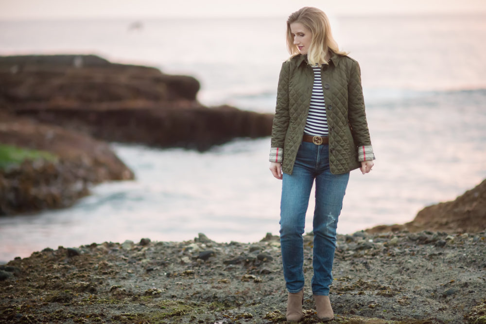Petite Fashion and Style Blog | Burberry Diamond Quilted Jacket | Gucci Double G Belt | Vince Camuto Franell Notched Bootie | Click to Read More...