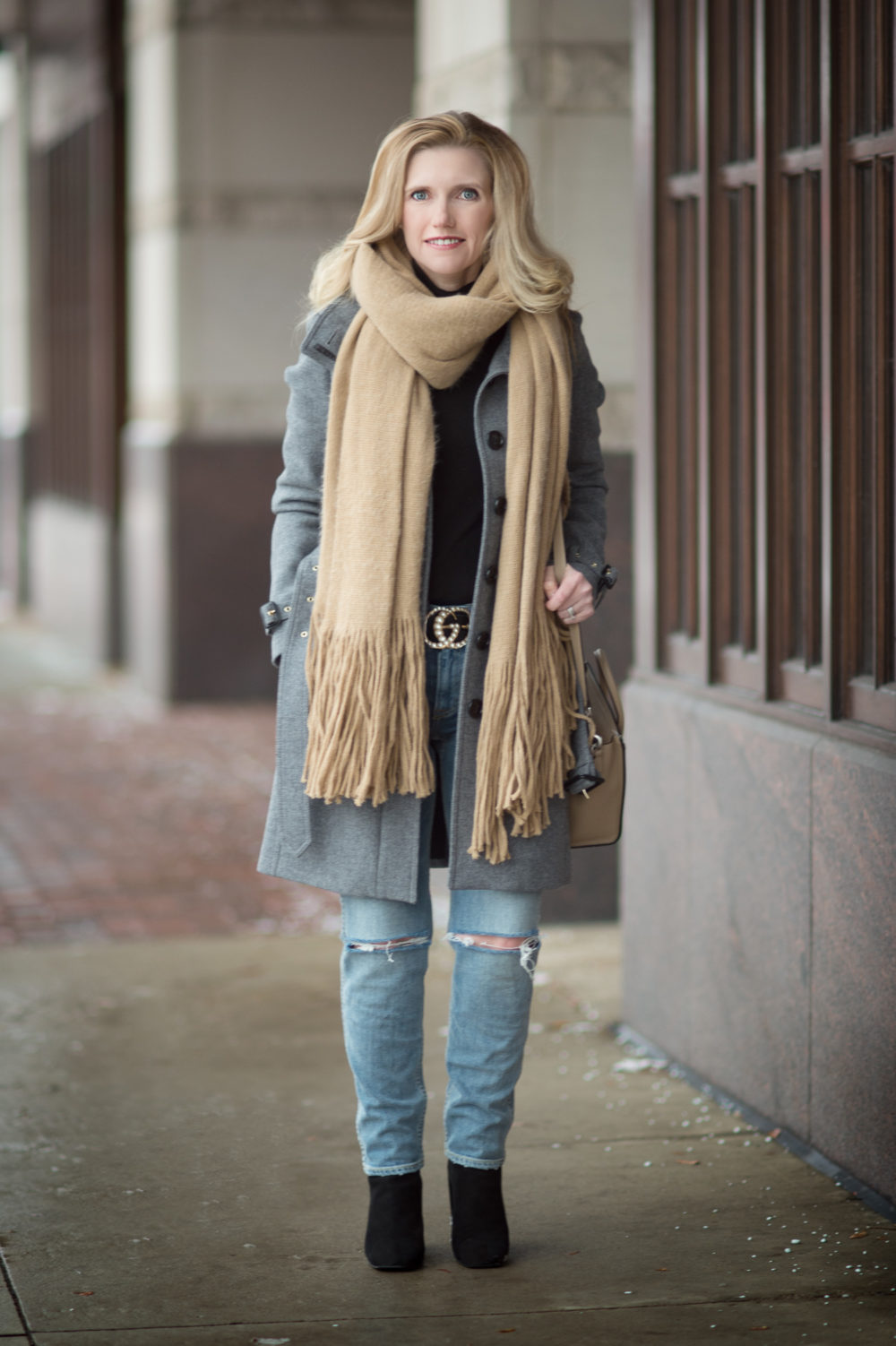 Petite Fashion and Style Blog | Burberry Gibbsmore Coat | Gucci Pearl Double G Belt | Free People Kolby Brushed Scarf | Click to Read More... - Burberry Gibbsmore Coat Review by popular Michigan petite fashion blogger The Blue Hydrangeas