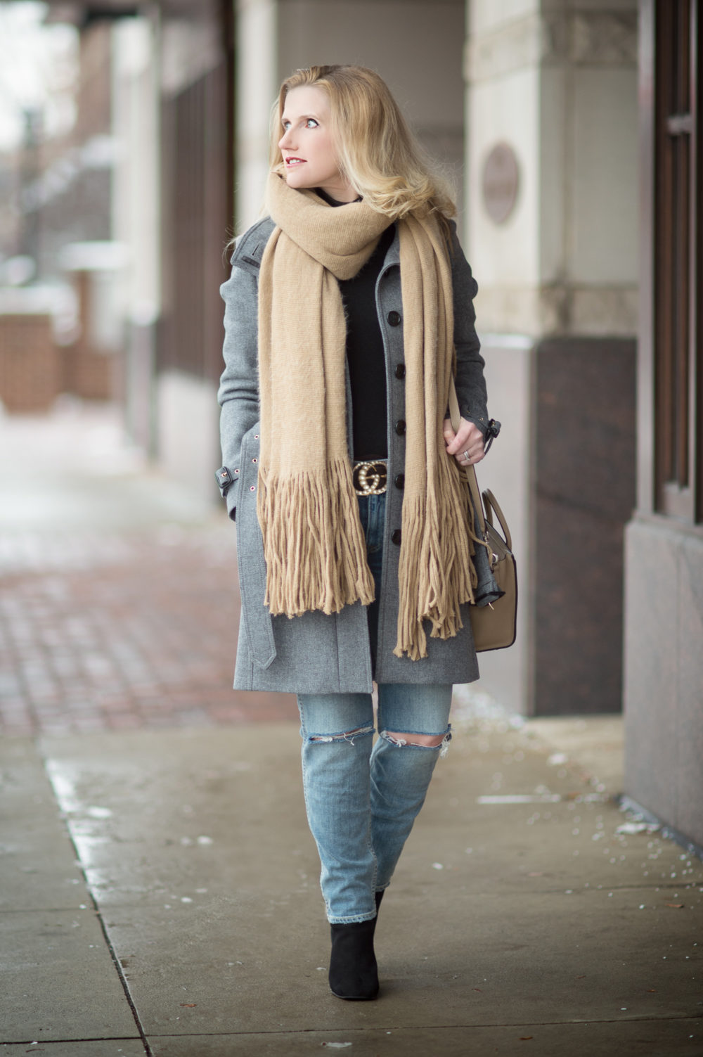 Petite Fashion and Style Blog | Burberry Gibbsmore Coat | Gucci Pearl Double G Belt | Free People Kolby Brushed Scarf | Click to Read More... - Burberry Gibbsmore Coat Review by popular Michigan petite fashion blogger The Blue Hydrangeas