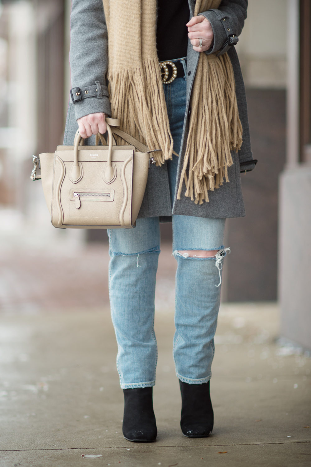 Petite Fashion and Style Blog | Burberry Gibbsmore Coat | Gucci Pearl Double G Belt | Free People Kolby Brushed Scarf | Click to Read More... - Burberry Gibbsmore Coat Review by popular Michigan petite fashion blogger The Blue Hydrangeas