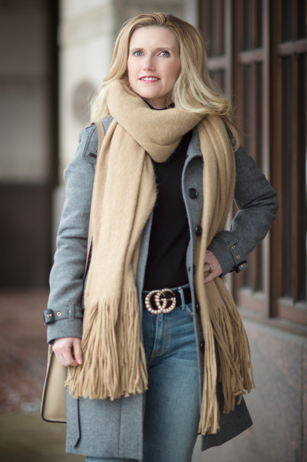 Petite Fashion and Style Blog | Burberry Gibbsmore Coat | Gucci Pearl Double G Belt | Free People Kolby Brushed Scarf | Click to Read More... - Burberry Gibbsmore Coat Review by popular Michigan petite fashion blogger The Blue Hydrangeas