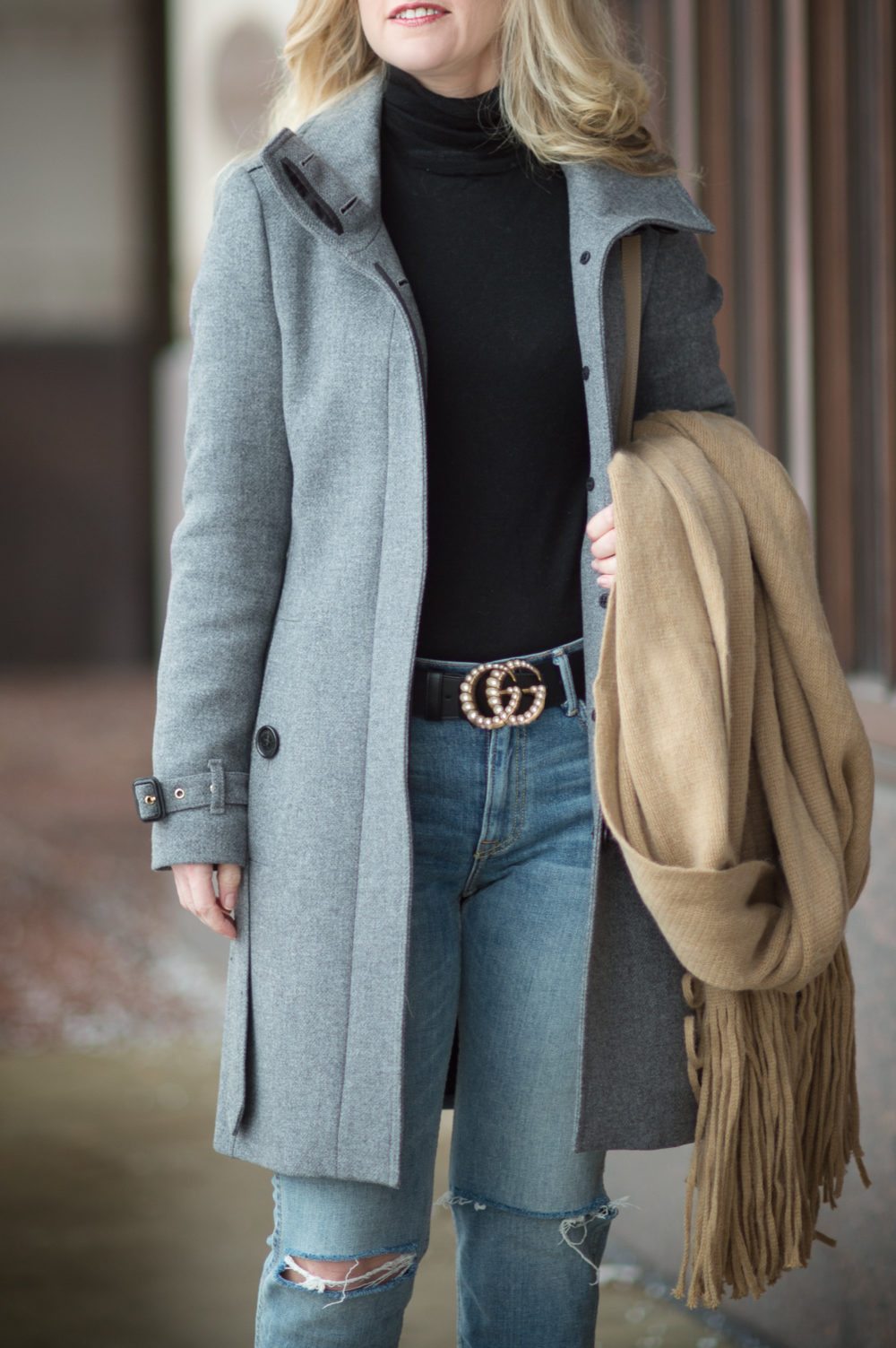 Petite Fashion and Style Blog | Burberry Gibbsmore Coat | Gucci Pearl Double G Belt | Free People Kolby Brushed Scarf | Click to Read More... - Burberry Gibbsmore Coat Review by popular Michigan petite fashion blogger The Blue Hydrangeas