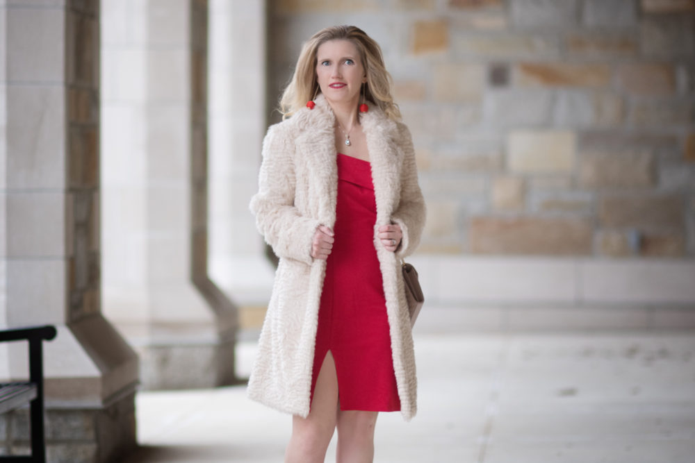 Petite Fashion and Style Blog | Fashion for Petite Women | Ever-Pretty Womens Off Shoulder Cocktail Dress | Eliza J Faux Persian Lamb Coat