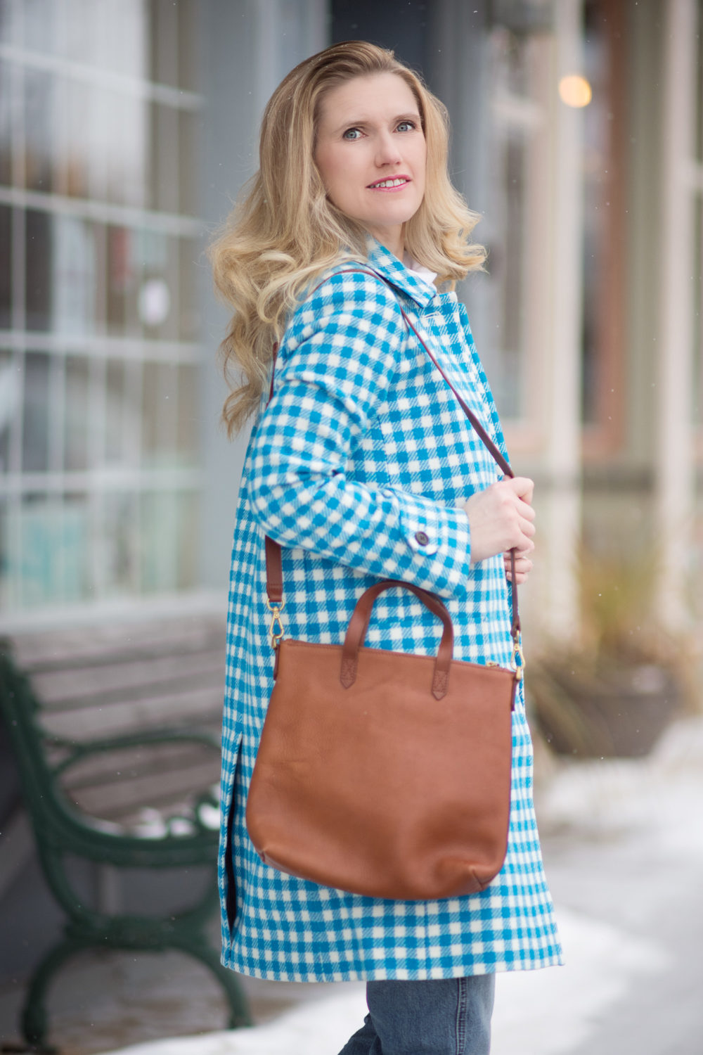 Michigan Petite Fashion and Style Blog | Fashion for Petite Women | J. Crew Coat Sale | J. Crew Gingham Car Coat | AG Jeans Leah Overalls | Madewell Elinor Loafers | Madewell Transport Tote | Click to Read More... - J Crew Coat Sale by popular Michigan petite fashion blogger The Blue Hydrangeas