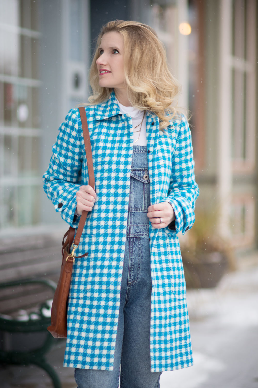 Michigan Petite Fashion and Style Blog | J. Crew Coat Sale | J. Crew Gingham Car Coat | AG Jeans Leah Overalls | Madewell Elinor Loafers | Madewell Transport Tote | Click to Read More... - J Crew Coat Sale by popular Michigan petite fashion blogger The Blue Hydrangeas