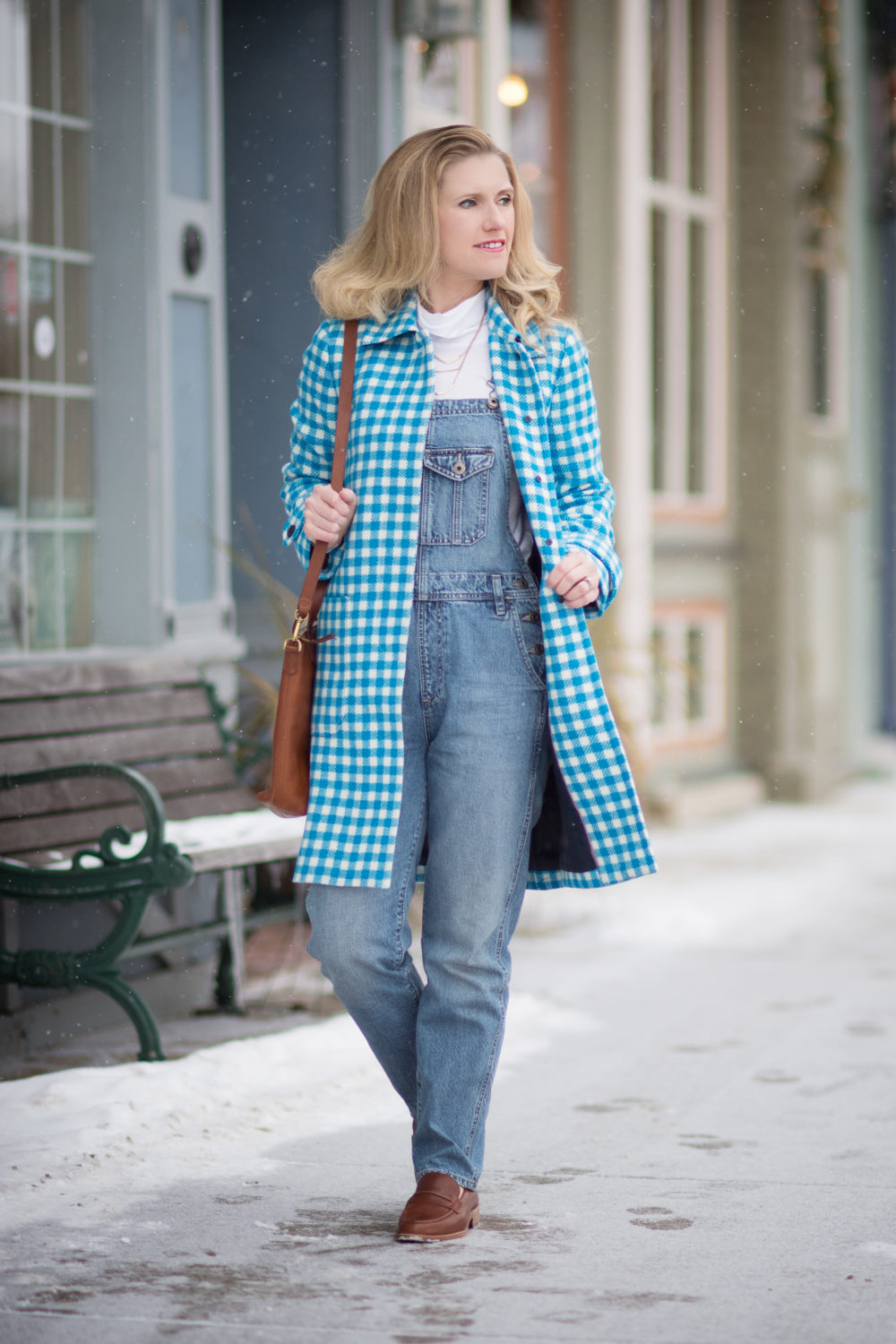 Michigan Petite Fashion and Style Blog | Fashion for Petite Women | J. Crew Coat Sale | J. Crew Gingham Car Coat | AG Jeans Leah Overalls | Madewell Elinor Loafers | Madewell Transport Tote | Click to Read More... - J Crew Coat Sale by popular Michigan petite fashion blogger The Blue Hydrangeas