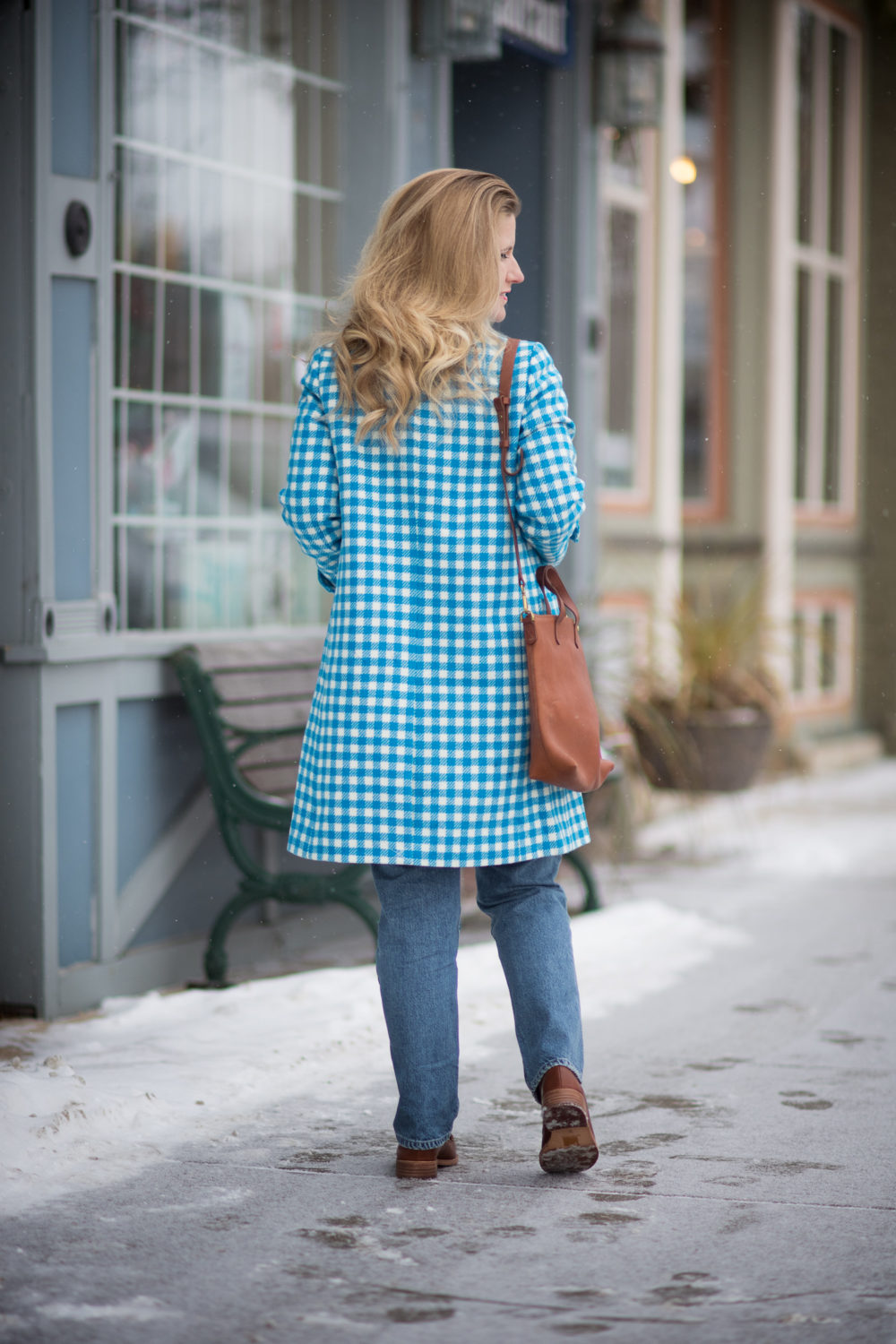 Michigan Petite Fashion and Style Blog | Fashion for Petite Women | J. Crew Coat Sale | J. Crew Gingham Car Coat | AG Jeans Leah Overalls | Madewell Elinor Loafers | Madewell Transport Tote | Click to Read More.... - J Crew Coat Sale by popular Michigan petite fashion blogger The Blue Hydrangeas