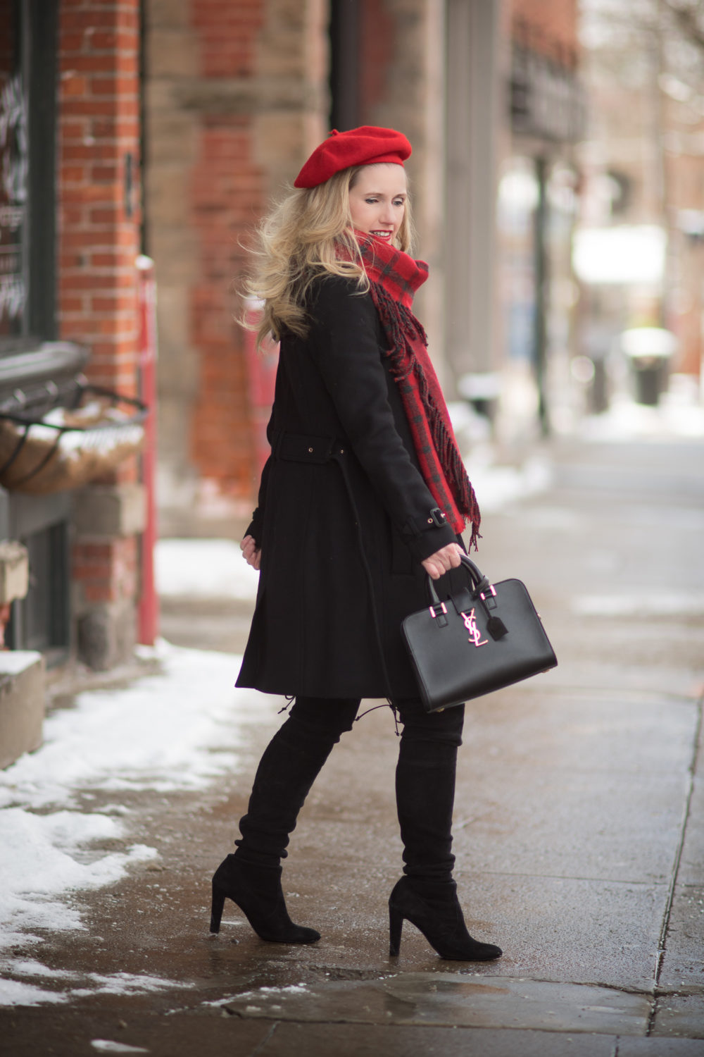 Petite Fashion and Style Blog | Fashion for Petite Women | Burberry Gibbsmore Wool Coat | Aqua Pieced Side Fringe Scarf | Stuart Weitzman Hiline Boots | Wool Beret | Winter Wardrobe Essentials - Winter Wardrobe Essentials styled by popular Michigan petite fashion blogger The Blue Hydrangeas