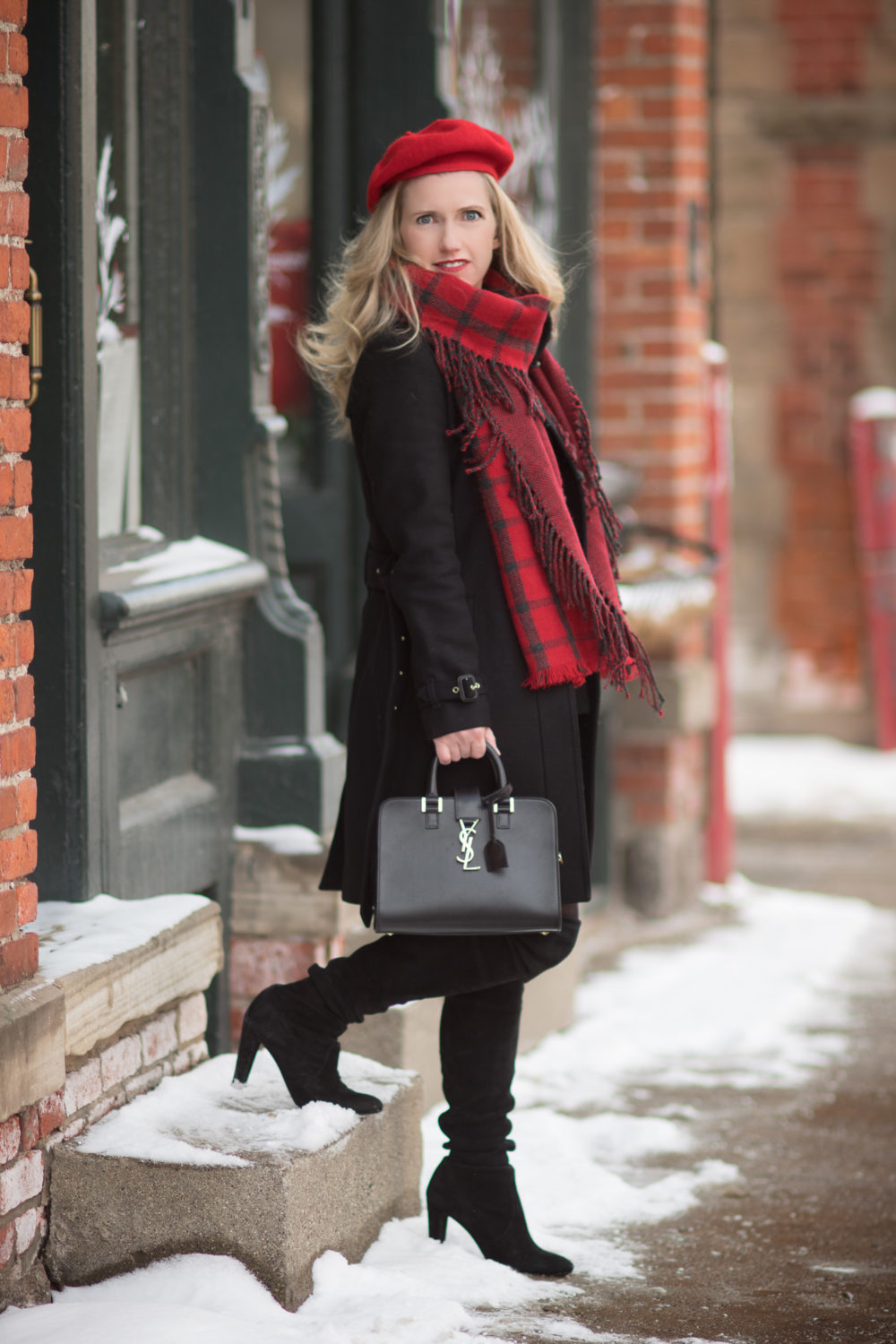 Petite Fashion and Style Blog | Fashion for Petite Women | Burberry Gibbsmore Wool Coat | Aqua Pieced Side Fringe Scarf | Stuart Weitzman Hiline Boots | Wool Beret | Winter Wardrobe Essentials - Winter Wardrobe Essentials styled by popular Michigan petite fashion blogger The Blue Hydrangeas