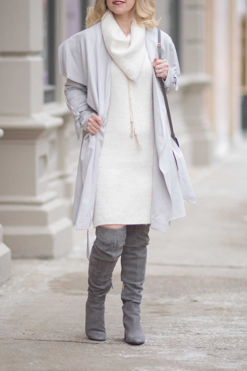 Petite Fashion and Style Blog | Fashion For Petite Women |Club Monaco Ellyn Trench | Miss Selfridge Cowl Neck Jumper | Tory Burch Laila OTK Boots | Lightweight spring jackets