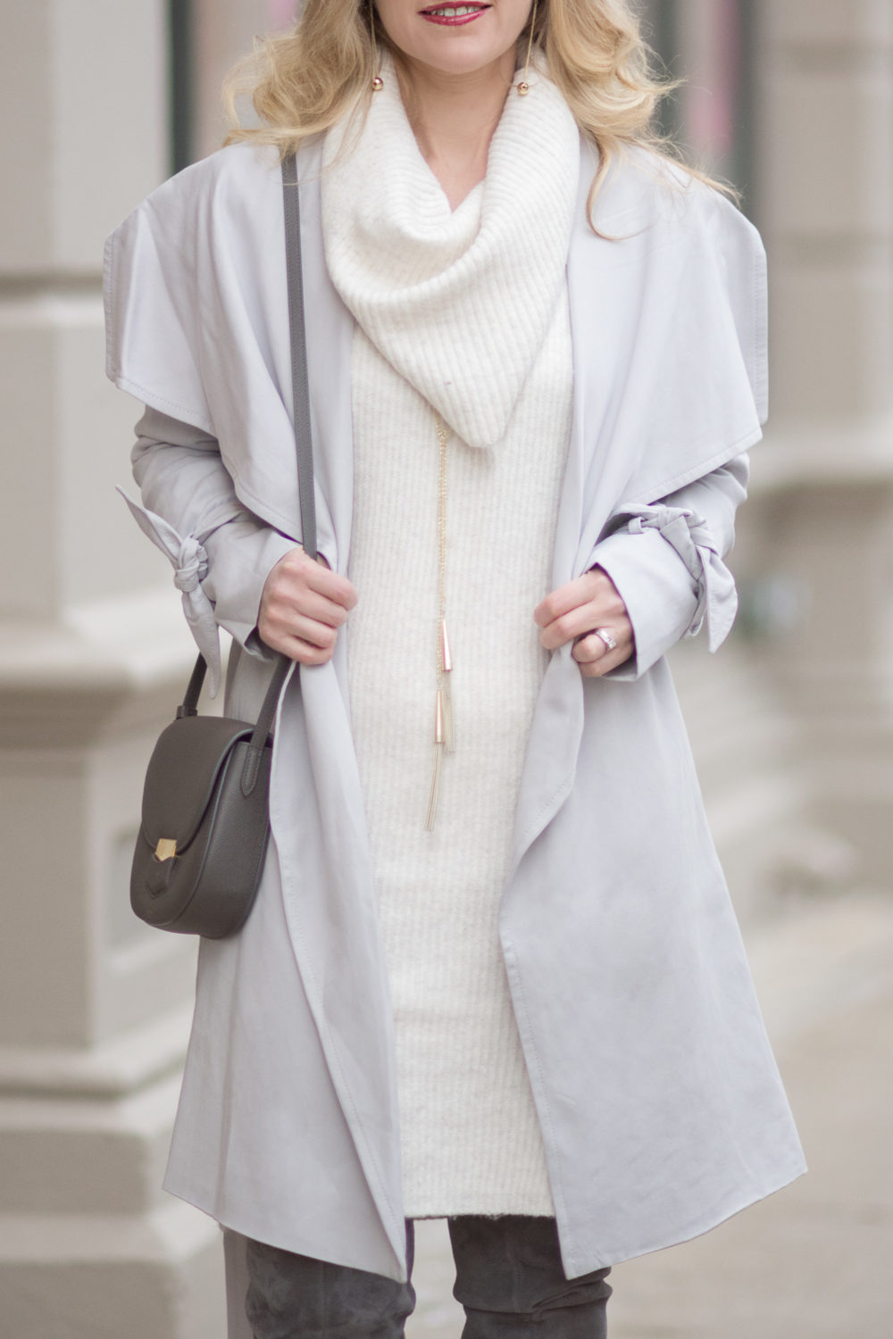 Petite Fashion and Style Blog | Fashion For Petite Women |Club Monaco Ellyn Trench | Miss Selfridge Cowl Neck Jumper | Tory Burch Laila OTK Boots | Lightweight spring jackets