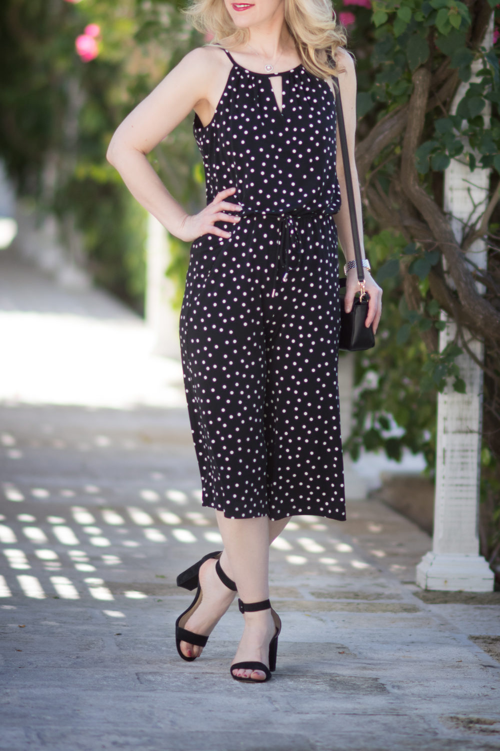 Petite Fashion and Style Blog | Fashion for Petite Women | London Times Sydney Jumpsuit | Ann Taylor Block Heel Sandals | Straw Boater Hat | Petite Friendly Jumpsuits