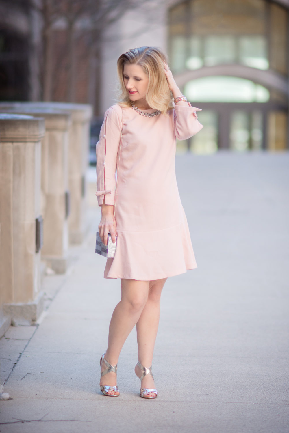 Petite Fashion and Style Blog | Chadwicks of Boston Spring Arrivals | Split Sleeve Crepe A-Line Dress