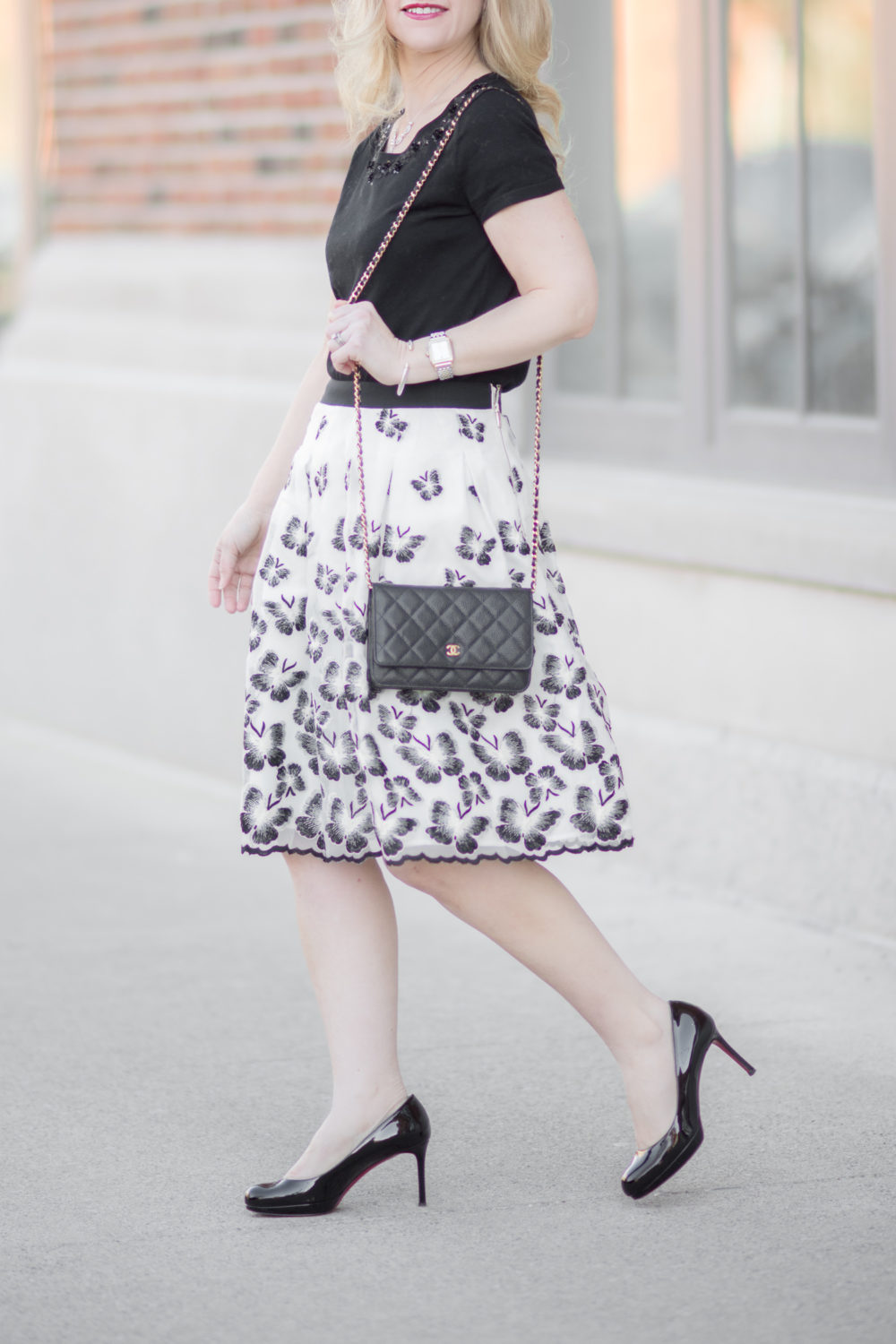 Petite Fashion and Style Blog | Fashion for Petite Women |Talbots RSVP Collection | Talbots Organza Pleated Skirt | Talbots Flower Trim Top | Christian Louboutin Simple Pump | Click to Read More...