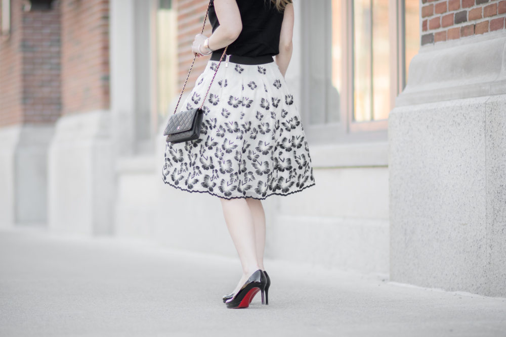 Petite Fashion and Style Blog | Fashion for Petite Women |Talbots RSVP Collection | Talbots Organza Pleated Skirt | Talbots Flower Trim Top | Christian Louboutin Simple Pump | Click to Read More...