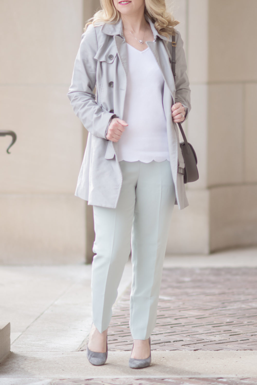 Petite Fashion and Style Blog | Talbots Scallop Hem V-Neck Sweater | Talbots Seasonless Crepe Slim Ankle Pant