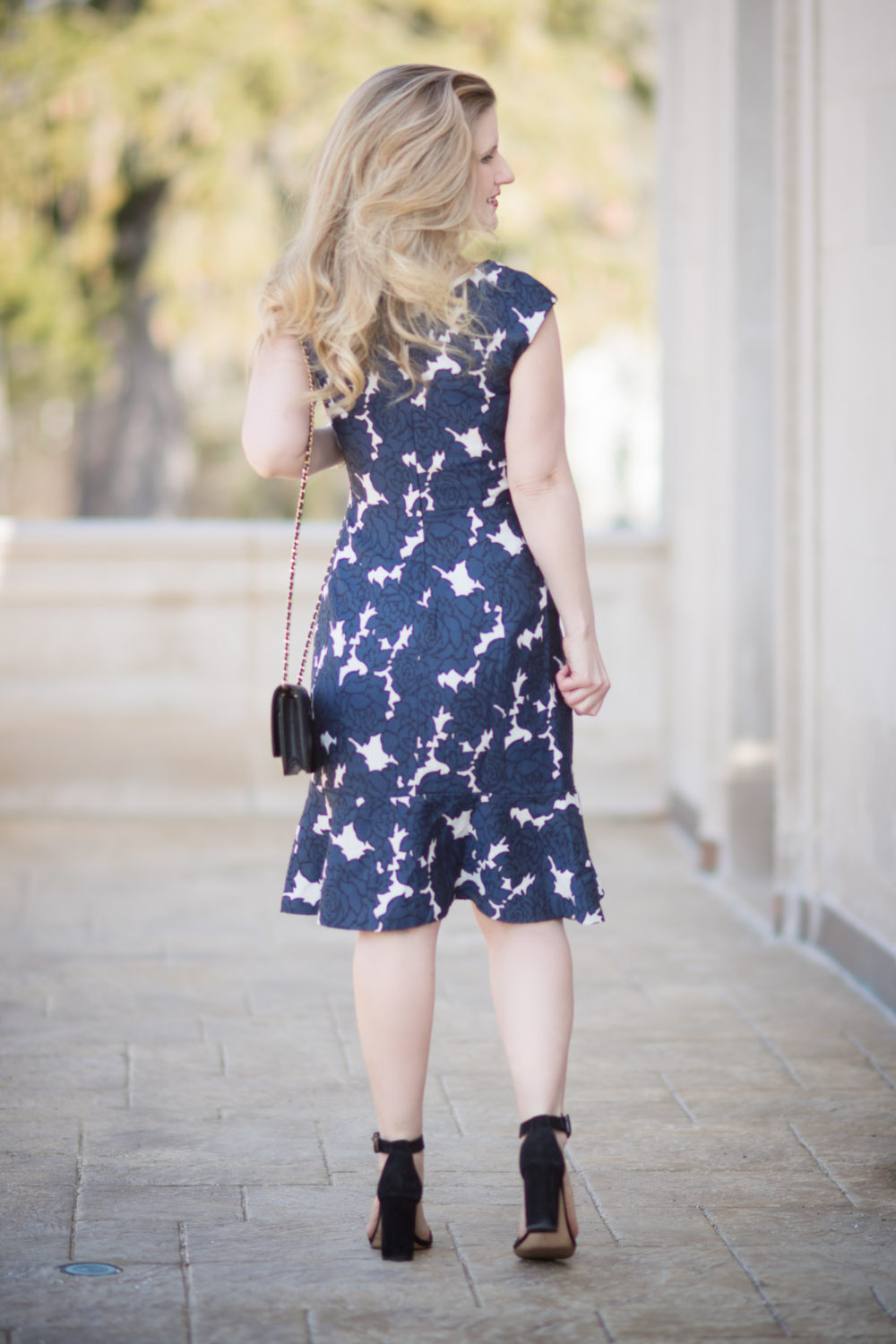 Petite Fashion and Style Blog | Lark & Ro Women's Jacquard Dress With Flounced Hem | Floral Dresses for Spring