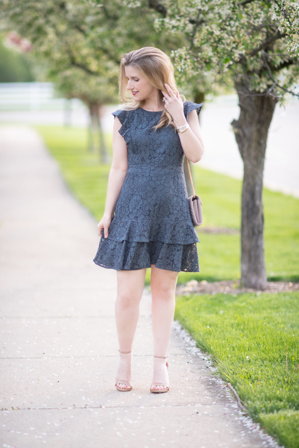 Michigan Petite Fashion and Lifestyle Blog | Loft Lace Flutter Dress | Loft Sale