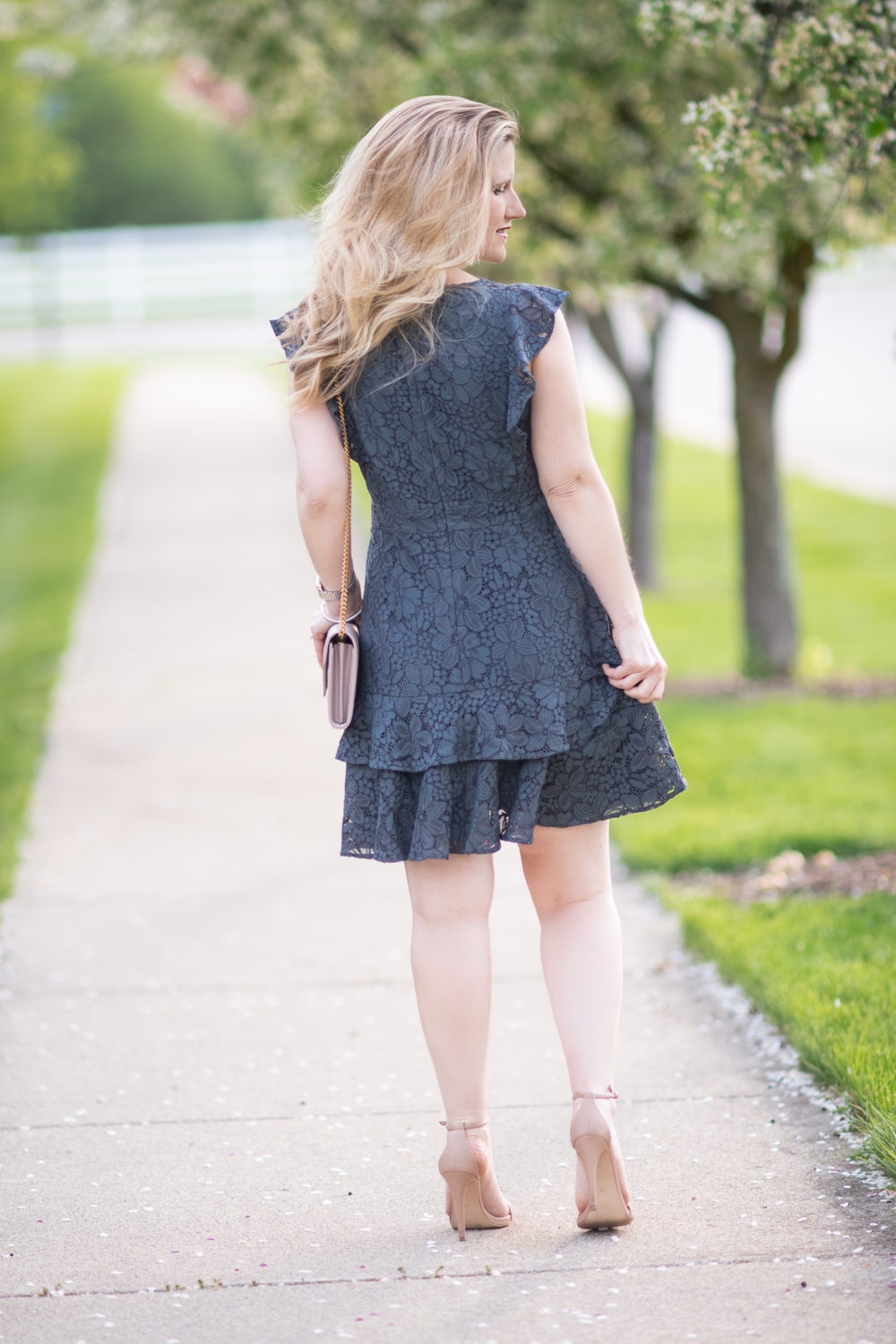 Michigan Petite Fashion and Lifestyle Blog | Loft Lace Flutter Dress | Loft Sale