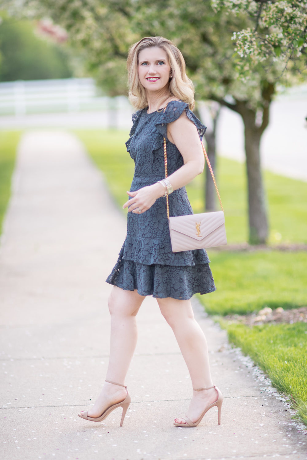 Michigan Petite Fashion and Lifestyle Blog | Loft Lace Flutter Dress | Loft Sale