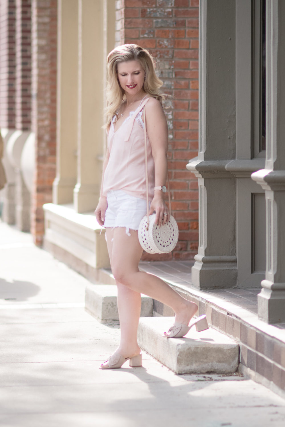 Michigan Petite Fashion and Lifestyle Blog | Free People Intimately FP Adella Longline Bralette | Trouvé Strappy Tank | Express Stretch Denim Shorts