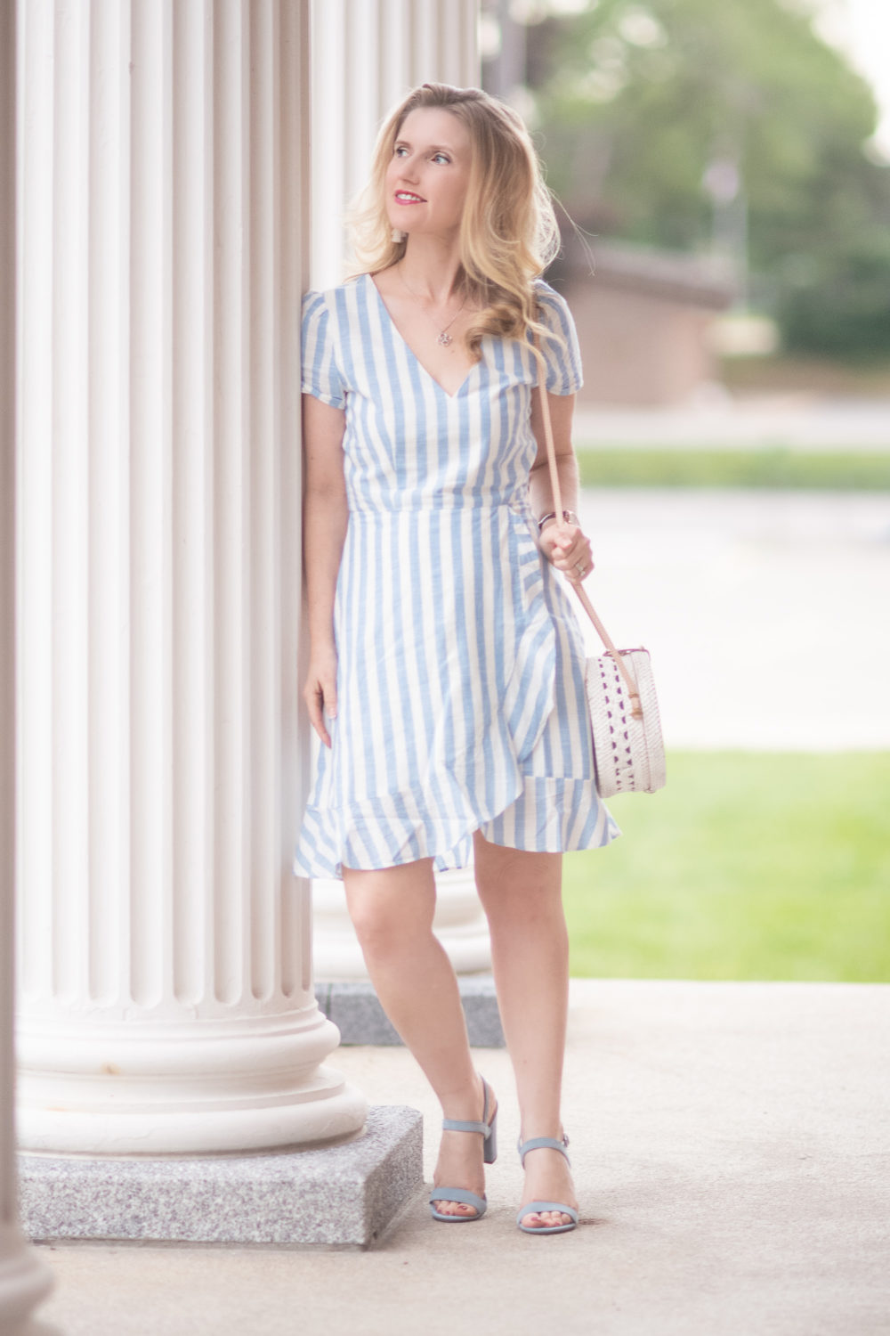 Michigan Petite Fashion and Lifestyle Blog | J. Crew Factory Striped Faux Wrap Dress