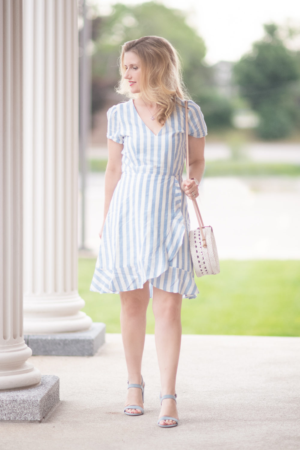 Michigan Petite Fashion and Lifestyle Blog | J. Crew Factory Striped Faux Wrap Dress