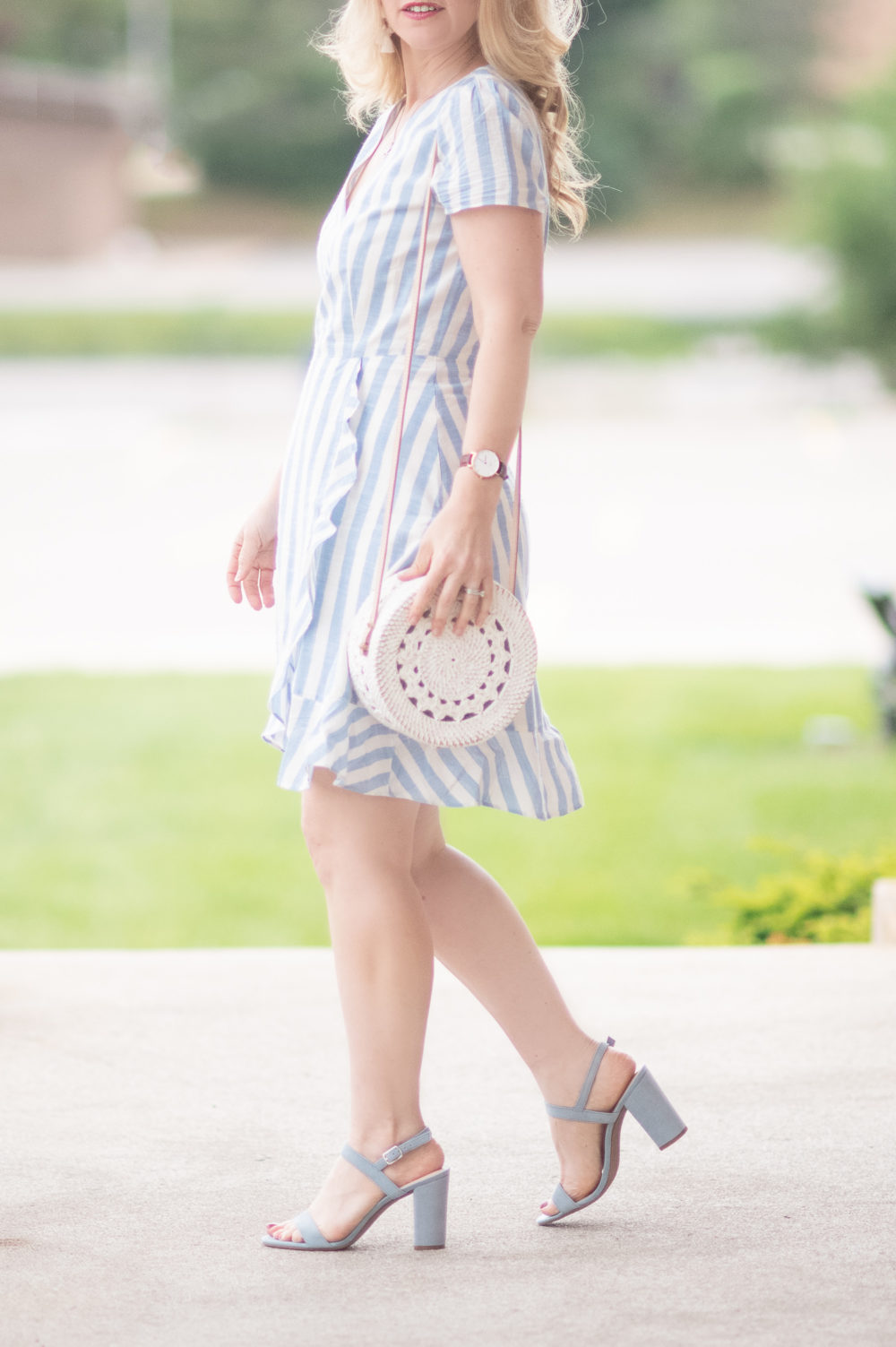 Michigan Petite Fashion and Lifestyle Blog | J. Crew Factory Striped Faux Wrap Dress
