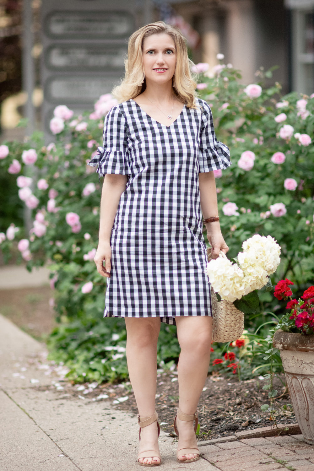 J. Crew Factory Tie Seeve Dress in Gingham