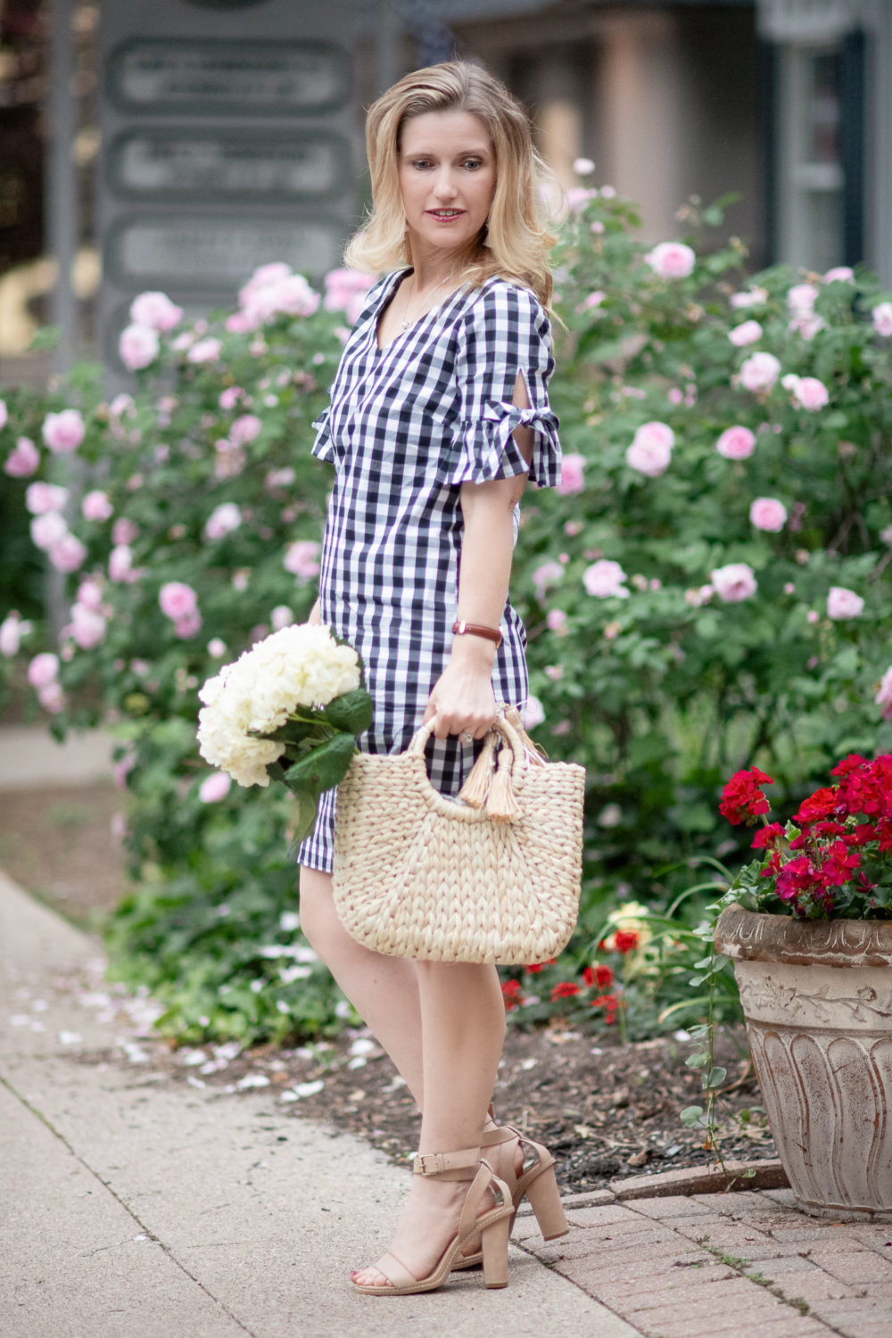 J. Crew Factory Tie Seeve Dress in Gingham