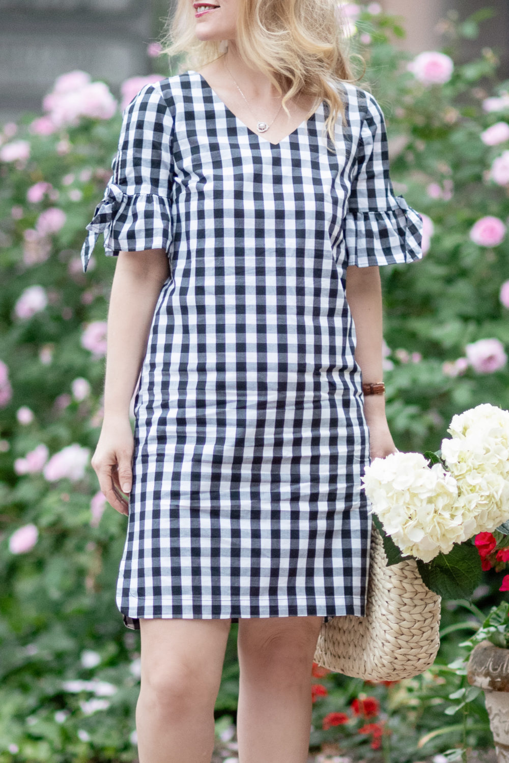 J. Crew Factory Tie Seeve Dress in Gingham