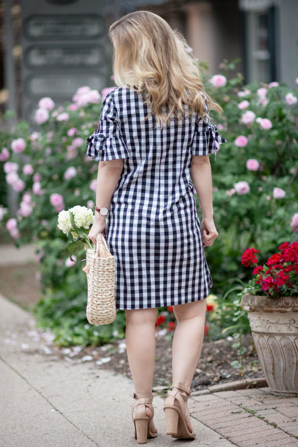 J. Crew Factory Tie Seeve Dress in Gingham