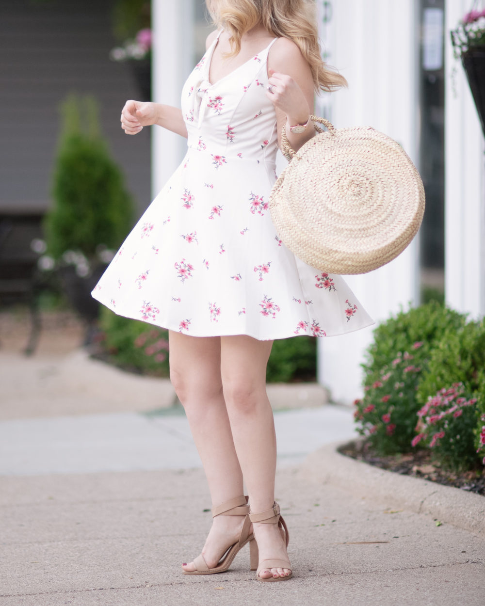 Michigan Petite Fashion and Lifestyle Blog | Xhiliration Floral Print Strappy Fit & Flare Dress